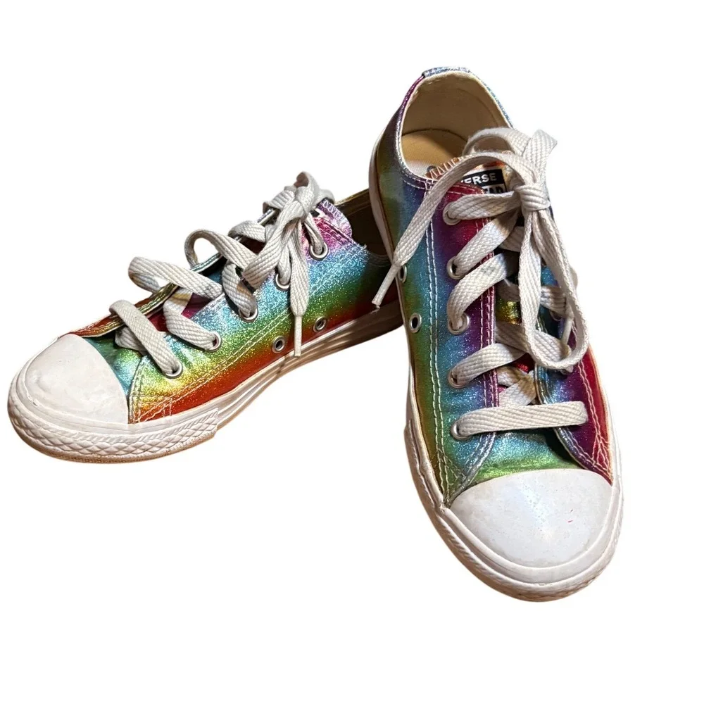 Converse Chuck Taylor All Star Rainbow Glitter Low Top Sneakers 665534C Kids 2
